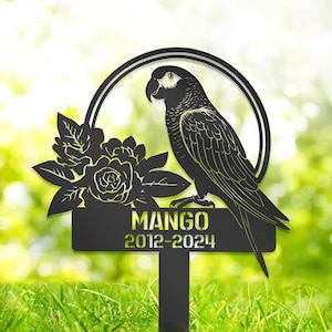 Personalized Parrot Memorial Sign, Metal Parrot Sign, Parrot Loss, Sympathy Sign, Pet Grave Markers, Remembrance Stake,  Bird Lover Gift