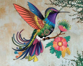 Colorful Hummingbird Garden Decor, Metal Hummingbird Sign, Hummingbird Wall Art, Bird Lover Gifts, Hummingbird Art, Garden Decor