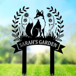 Custom Fox Garden Stake, Fox Metal Garden Sign, Fox Lover Gift, Garden Gift for Mom, Garden Decor, Animal Yard Art, Backyard Decor