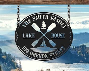 Custom Lake House Metal Sign, Family Lake House Sign, Personalized Family Name Sign, Lakehouse Decor, Home Decor, Lake House Gift