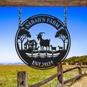 Custom Goat Metal Sign, Goat Metal Wall Art, Goat Farm Sign, Personalized Farm Name Sign, Barn Sign, Farmhouse Decor, Gift for Farmer