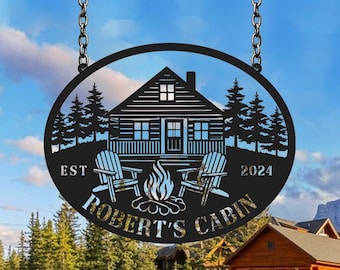 Custom Metal Cabin Sign, Lodge Decor, Carved Sign, Custom Family Name Sign, Last Name Sign, Housewarming Gift, Gift for Dad, Man Cave Sign