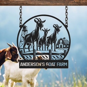 Custom Goat Farm Sign, Metal Goat Wall Art, Goat Farm Decor, Personalized Farm Name Sign, Barn Sign, Farmhouse Decor, Gift for Farmer