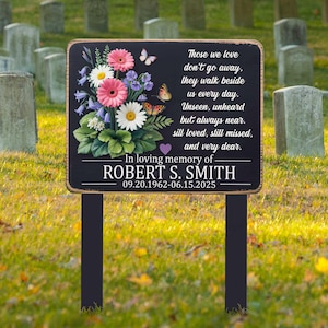 Cartello commemorativo personalizzato per giardino, marcatore commemorativo per giardino, cartello commemorativo floreale per giardino, marcatore per tomba floreale e a farfalla, regalo per la perdita di una mamma