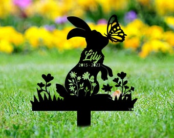 Custom Bunny Memorial Stake, Personalized Rabbit Loss Metal Stake, Sympathy Sign, Pet Grave Markers, Remembrance Stake, Garden Decor Gift