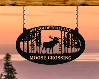 Personalized Moose Metal Sign, Moose Metal Wall Art, Custom Family Name Sign, Outdoor Decor, Farmhouse Decor, Cabin Sign, Man Cave Decor
