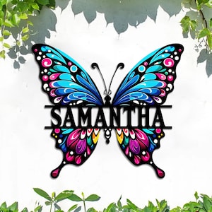 Custom Colorful Butterfly Metal Wall Art, Butterfly Decor, Butterfly Wall Hanging, Outdoor Garden Decor, Garden Metal Sign, Yard Decor