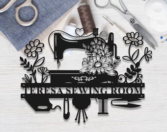 Custom Sewing Metal Sign, Sewing Room Sign, Personalized Sewer Name Sign, Sewing Metal Wall Art, Sewing, Sewing Room Decor, Gift for Grandma