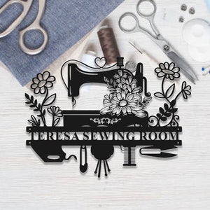 Aangepaste naaien metalen bord, naaien kamer teken, gepersonaliseerde riool naam teken, naaien metalen muur kunst, naaien, naaien kamer decor, cadeau voor oma