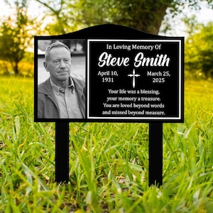 Custom Photo Grave Marker, Photo Memorial Stake, Loss of Loved One Gift, Outdoor Cemetery Decor, Sympathy Gift, Remembrance Plaque