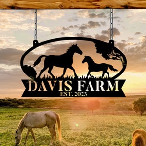 Enseigne personnalisée en métal pour ferme équestre, enseigne en métal pour ranch de chevaux, enseigne de ferme personnalisée, cadeau pour agriculteur, enseigne ranch équestre, décoration de ferme