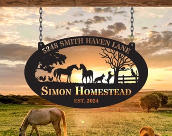 Custom Farmhouse Metal Sign, Personalized Farm Metal Sign, Animal Farm Sign, Ranch Sign, Barn Sign, Farm Gate Sign, Farm Name Sign