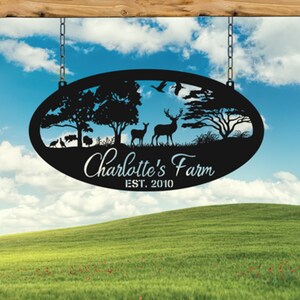 Personalized Deer Metal Farm Sign, Metal Cabin Sign, Personalized ...