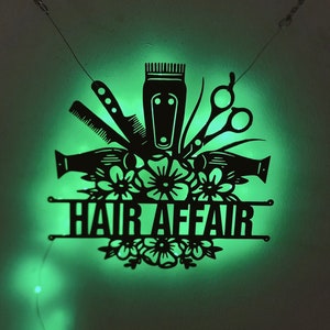 Custom Hair Stylist Metal Wall Art LED Light, Personalized Hair Salon Metal Wall Art,Metal Hair Stylist Name Sign,Barber Shop Wall Decor
