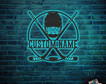 Custom Ice Hockey Neon Name Sign – Personalized LED Wall Decor, USB Powered, 5 Sizes & Multiple Colors, Great Gift For Bedroom Or Game Room