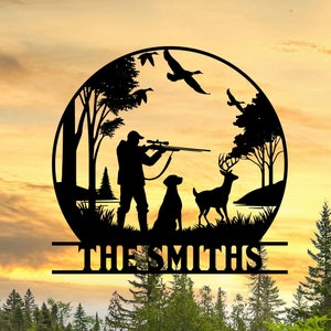 Personalized Hunting Metal Sign, Duck Hunting Sign, Deer Hunting Sign, Hunter Gift, Custom Last Name Sign, Cabin Decor, Gift for Him