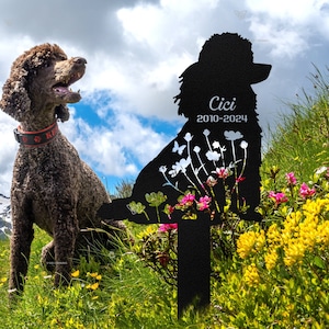 Custom Pet Memorial Metal Stake, Poodle Stake, Dog Loss Gift, Sympathy Gift, Pet Grave Markers, Remembrance Stake, Dog Owner gift