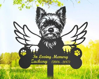 Custom Dog Memorial Garden Stake, Yorkshire Terrier Sign, Pet Grave Marker, Metal Stake, Sympathy Sign, Pet Memorial Gift, Remembrance Stake