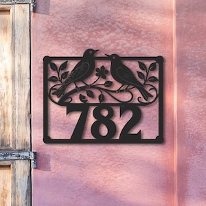 Personalized Birds Address Sign, House Number Address Metal Sign, House Number Sign, Custom Address Plaque, Front Door Sign,New Home Gift