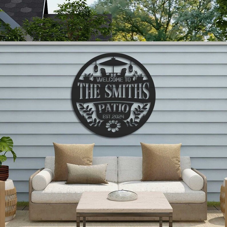 Personalized Metal Patio Sign, Custom Metal Backyard Sign, Outdoor ...