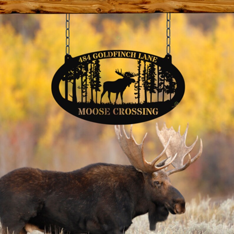 Personalized Moose Metal Sign, Moose Metal Wall Art, Custom Family Name ...