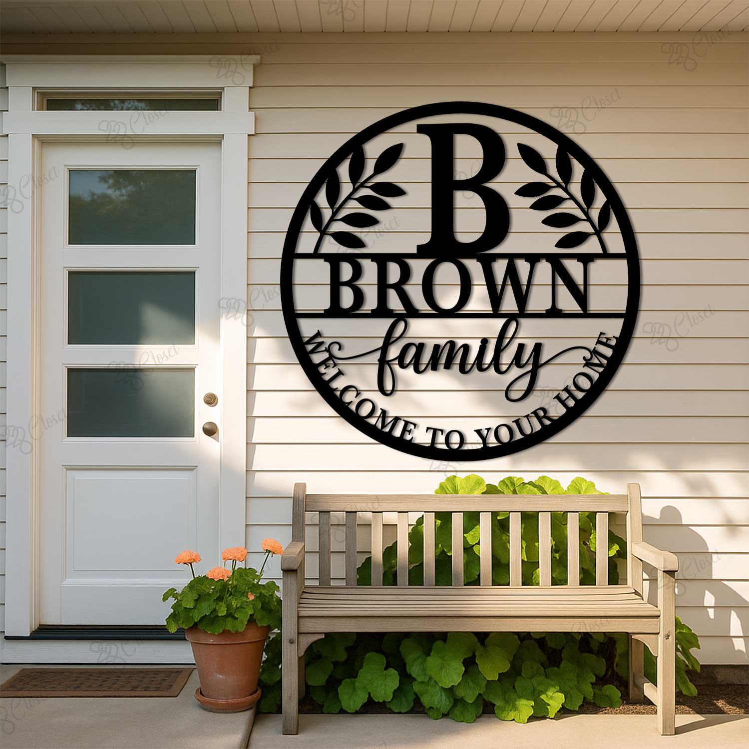 Personalized Family Name Metal Wall Sign: Custom Monogram Round Last ...
