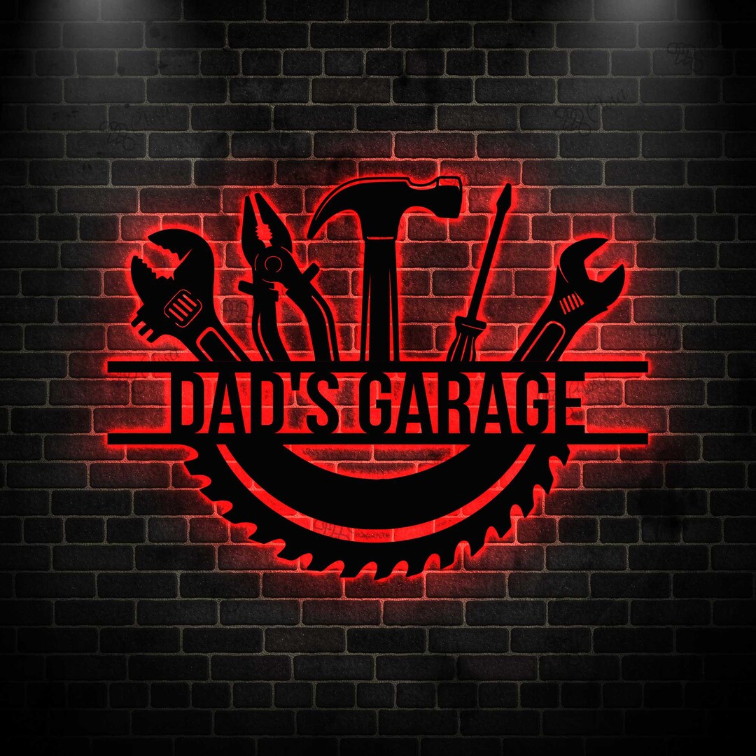 Custom Garage Metal Sign With LED Light, Garage Decor, Mechanic ...