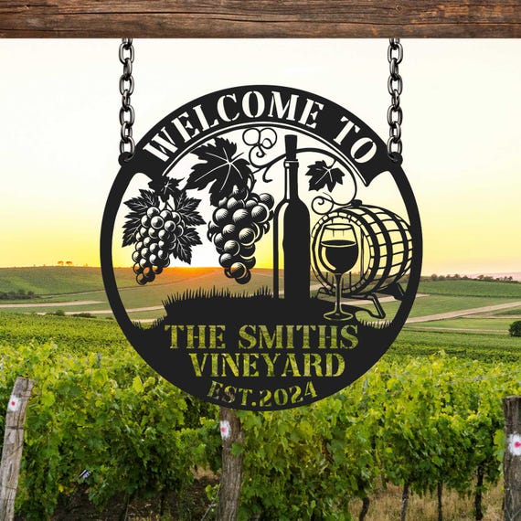 Custom Grape Metal Sign, Vineyard Sign, Grape Sign, Wine Grapes