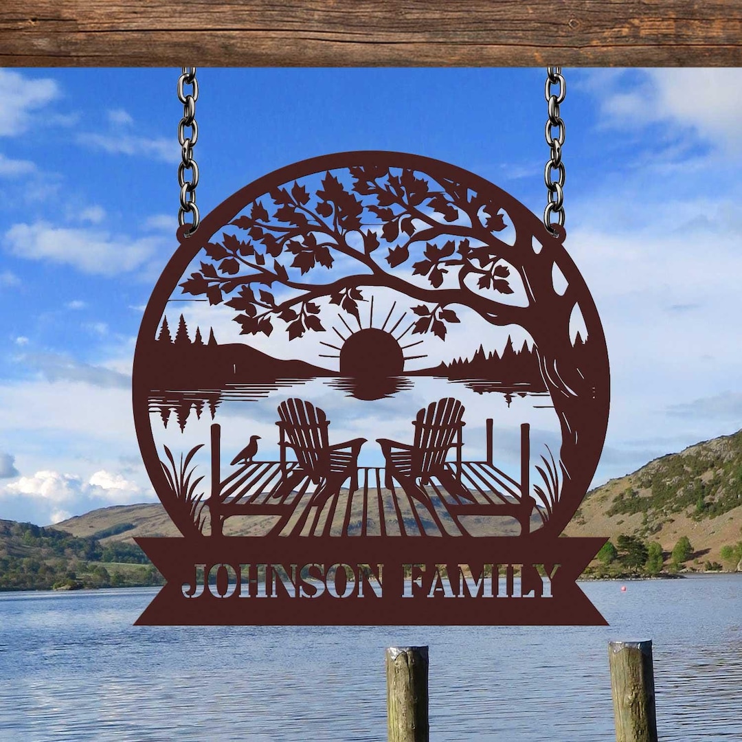 Custom Lake House Name Sign, Personalized Lake House Metal Sign ...