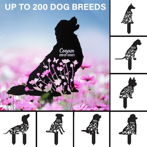 Custom Dog Memorial Stake, Dog Breed Metal Sign, Metal Stake, Dog Grave Marker, Personalized Dog Garden Stake Sign, Pet Loss Gift