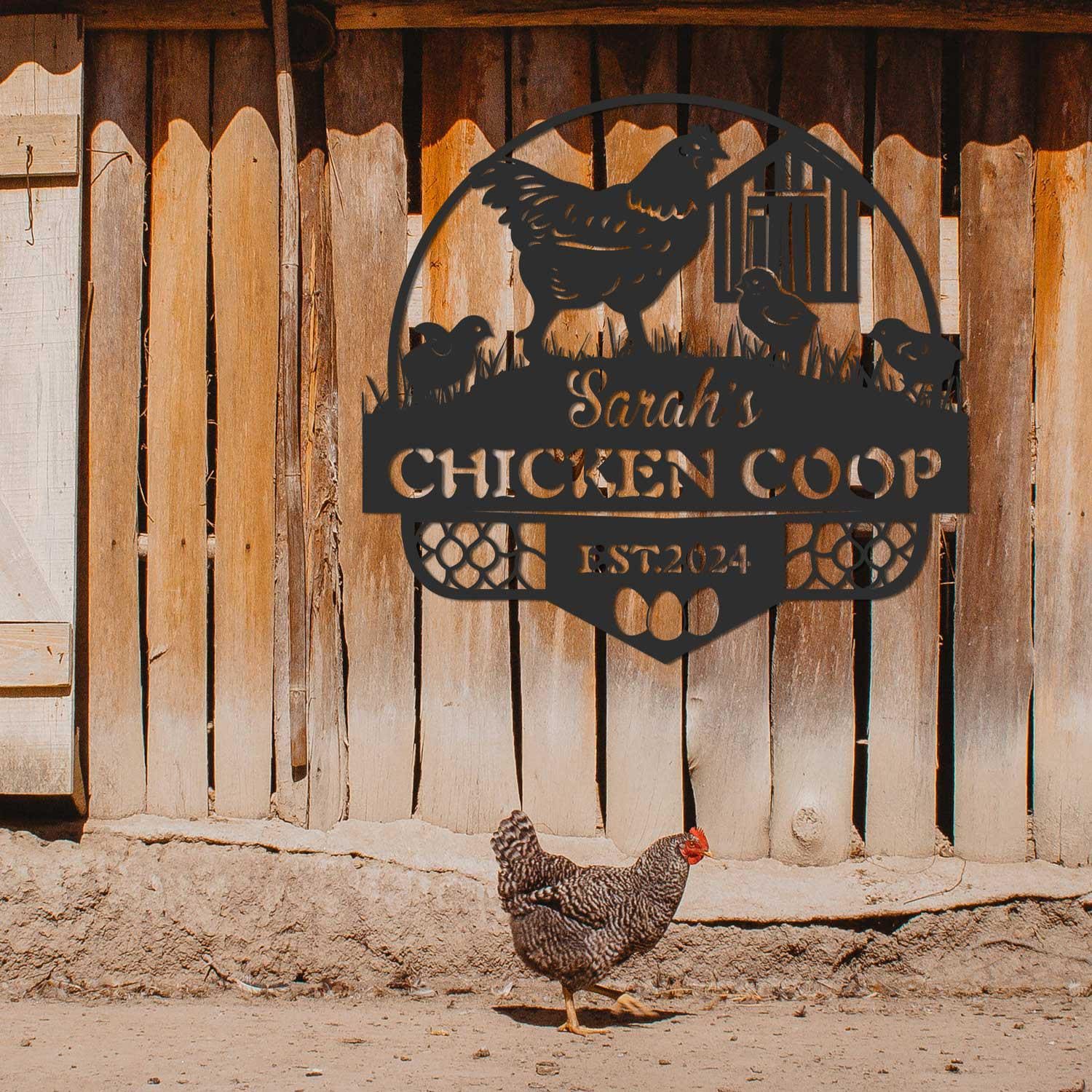 Custom Chicken Eggs Farmed Sign, Chicken Metal Sign, Personalized ...
