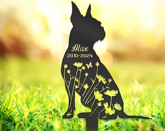 Personalized Dog Memorial Stake, Boston Terriers Metal Sign, Pet Grave Markers, Pet Loss Gift,Sympathy Sign, Remembrance Stake