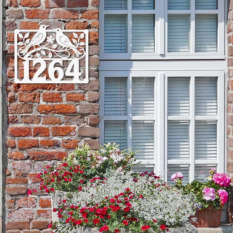 Personalized Birds Address Sign, House Number Address Metal Sign, House ...