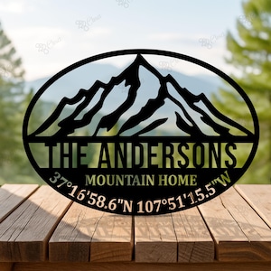 Custom Mountain Home Metal Sign, Mountain Cabin Wall Art, Personalized Family Name Sign, Lodge Outdoor Decor, Cabin Decor, Last Name Sign