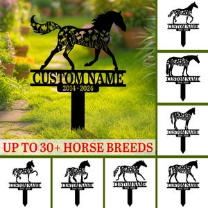Custom Horse Memorial Grave Marker, Horse Memorial Sign, Pet Loss Garden Stake, Horse Name Memorial Sign, Pet Grave Marker