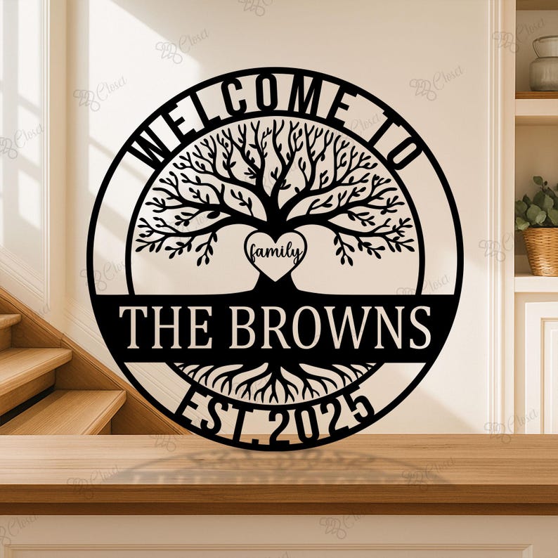 Custom Family Tree of Life Metal Sign, Personalized Family Name Sign ...