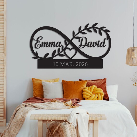 Custom Infinity Heart Metal Wall Art: Personalized Wedding