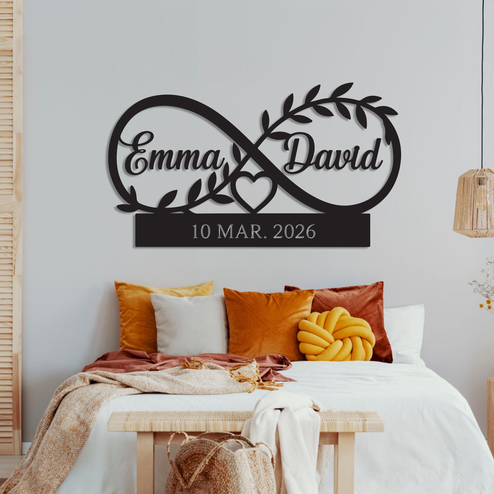 Custom Infinity Heart Metal Wall Art: Personalized Wedding