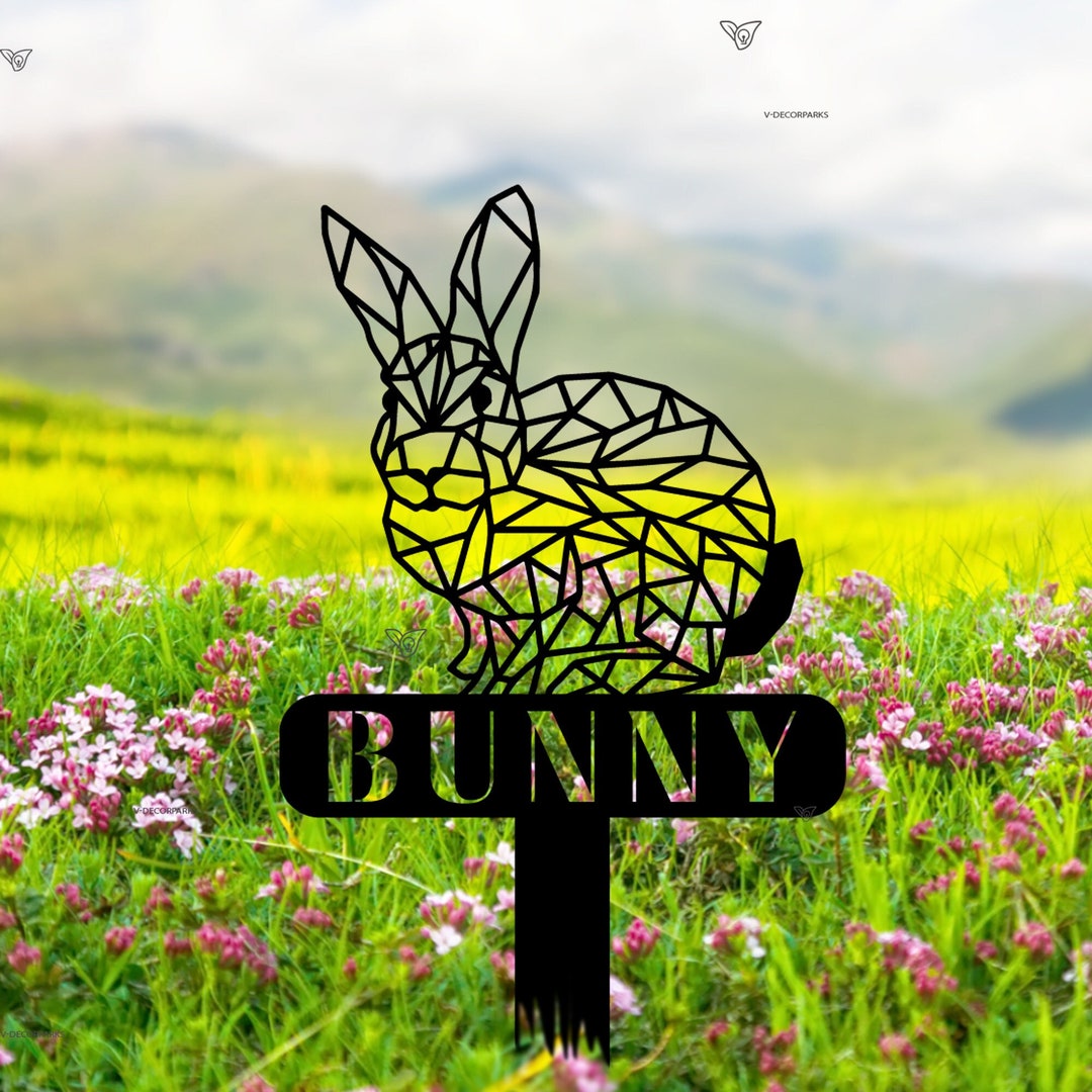 Custom Rabbit Memorial Stake, Geometric Metal Stake, Bunny Sign With ...