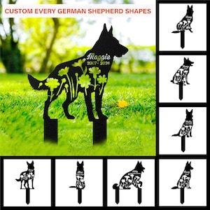 Custom German Shepherd Dog Metal Sign, German Shepherd Stake, Personalized Dog Memorial Sign, Pet Grave Marker, Pet Loss Gift, Sympathy Gift