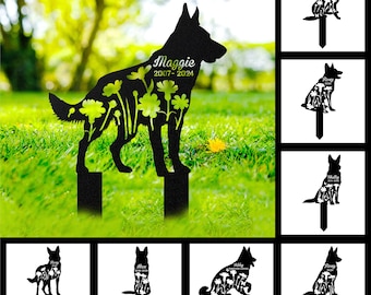 Custom German Shepherd Dog Metal Sign, German Shepherd Stake, Personalized Dog Memorial Sign, Pet Grave Marker, Pet Loss Gift, Sympathy Gift