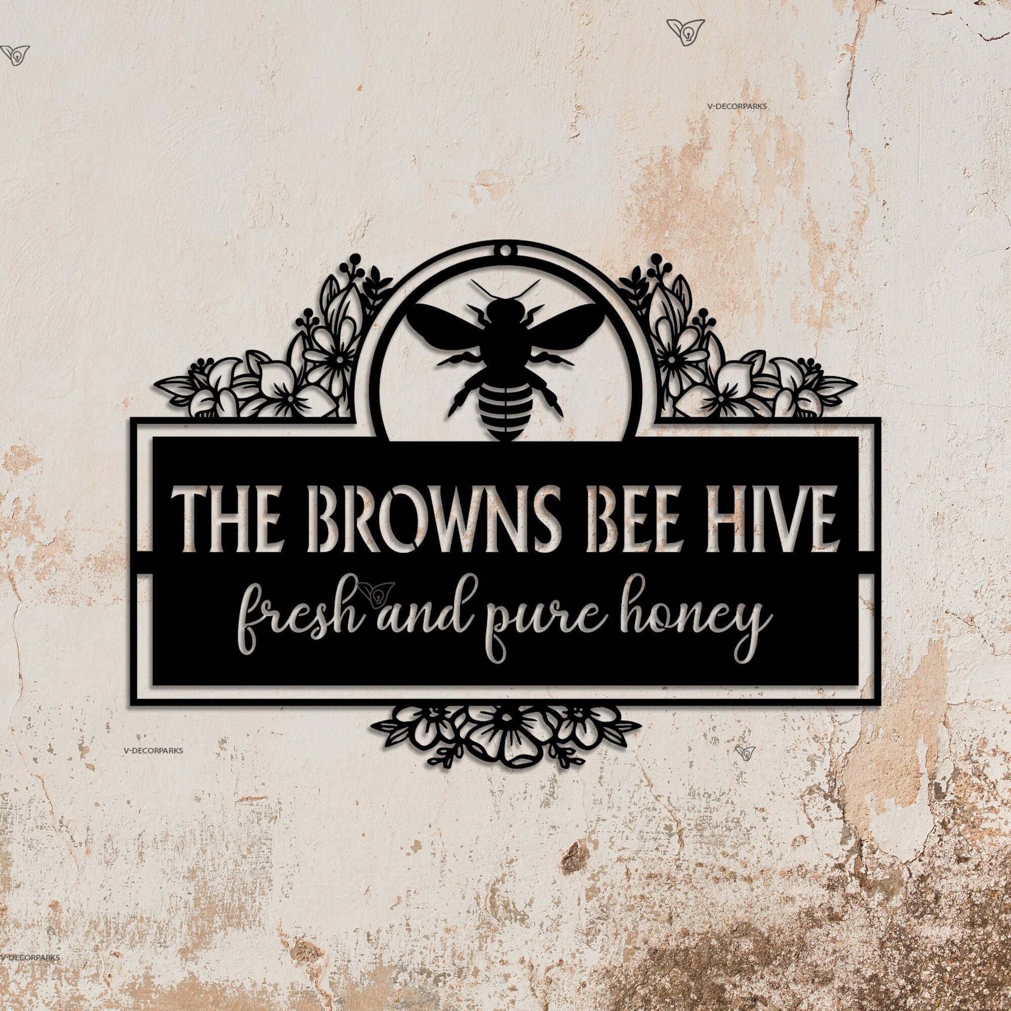 Personalized Bee Hive Sign, Custom Honey Bee Sign, Bee Farm Sign, Bee Keeper Gift, Metal Bee Decor, Beehive Decor, Gardener Gift