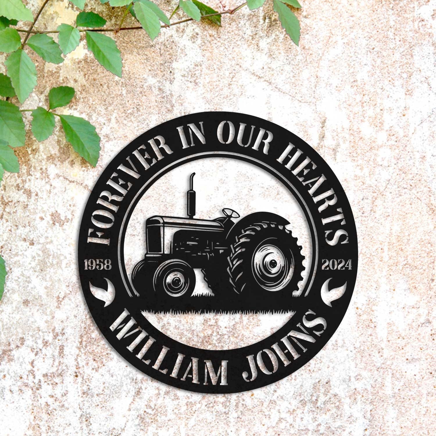 Personalized Tractor Memorial Sign, Tractor Metal Sign, Sympathy Sign, Remembrance Stake, Farmer Memorial Gift, Farmhouse Decor