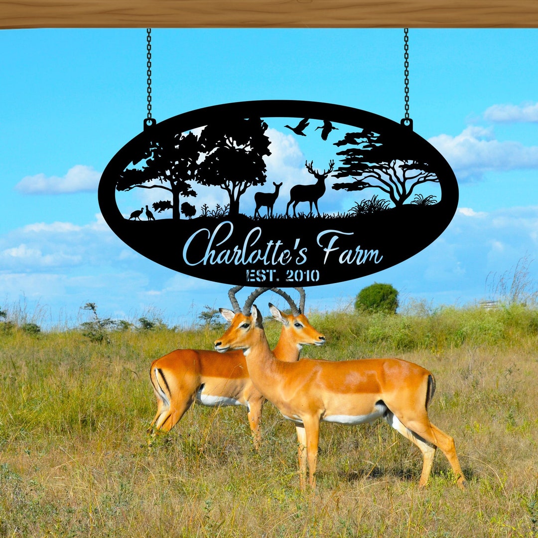Personalized Deer Metal Farm Sign, Metal Cabin Sign, Personalized ...