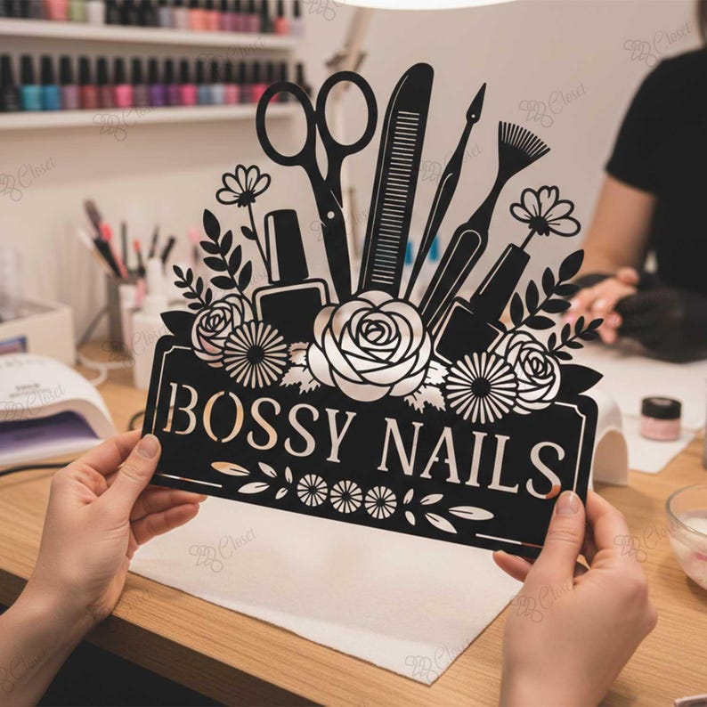 Nail Table Sign Custom Nail Salon Sign, Personalized Metal Business Sign, Beauty Salon ...