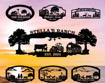 Personalized Metal Farm Sign, Custom Every Farm Sign, Large Farm Sign, Farmville Metal Sign, Farm Gate Sign, Farm Sign with Dog, Cat, Cow