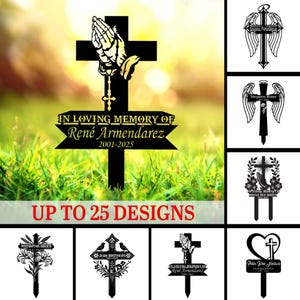 Personalized Metal Cross Memorial Stake, Personalized Grave Marker, Memorial Garden Decor, Cross Grave Marker, Loss of Loved One Gift