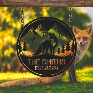 Personalized Metal Fox Sign, Fox Outdoor Decor, Outdoor Decor, Fox Yard ...