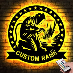 Personalized Welder Metal Sign with Led Light, Custom Welder Gifts, Welder Name Sign, Welding Wall Art, Welder Sign, Father's Day Gift