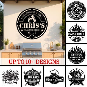 Personalized BBQ Metal Sign, Custom Barbeque Sign, BBQ Wall Art, Backyard Barbecue Decor, Bar & Grill Metal Sign, Custom Grill Wall Art